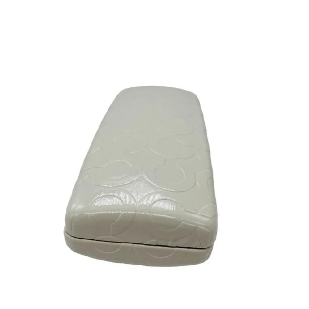 COACH White Embossed Leather Eyeglasses Sunglasses Hard Clamshell Case